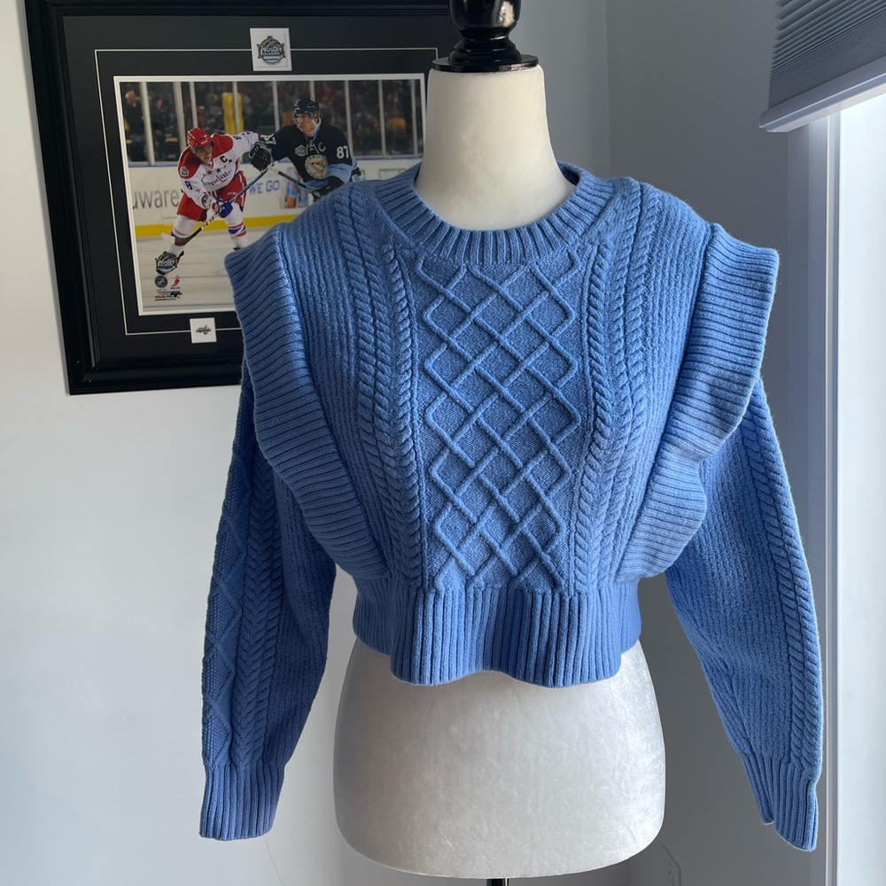 Babaton Blue Cable Knit Sweater
